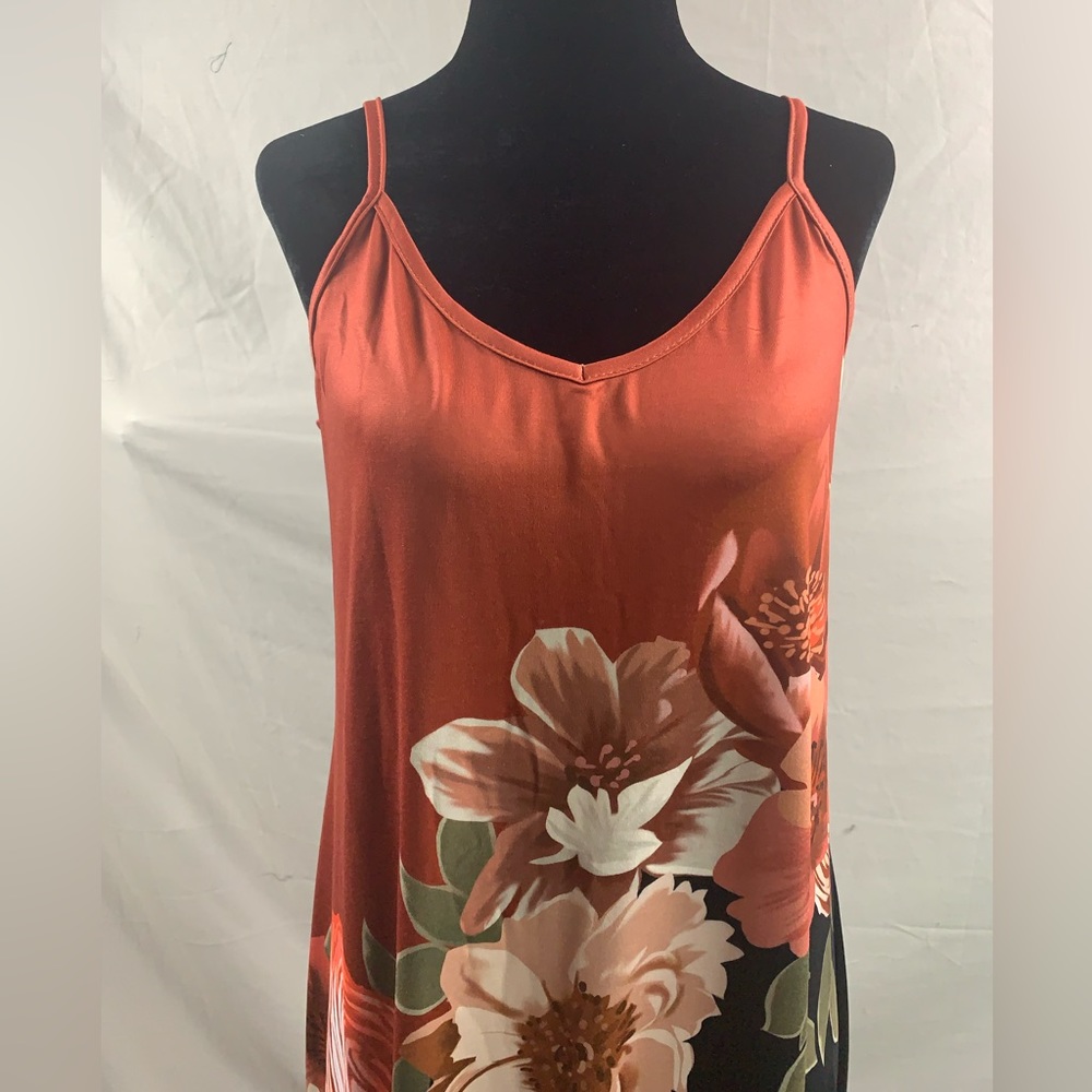 Rust/Black Floral Print Cami Dress - Picture 9 of 9